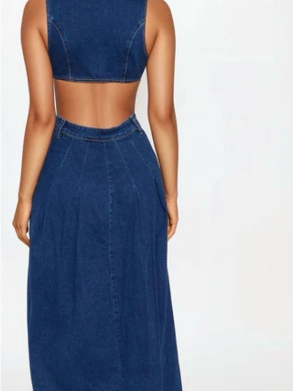 Fashion Nova Dark Blue Denim Midi Dress - Picture 2 of 2